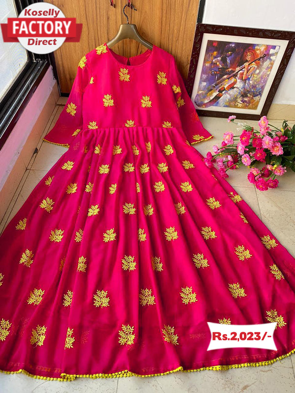 Red Thread Embroidered Gown