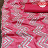 Pink Crepe Silk Satin Embroidered Partywear Saree