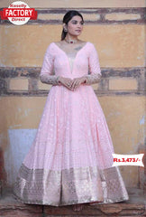 Baby Pink Embroidered Gown with Dupatta