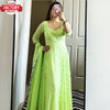 Bright Green Embroidered Gown with Dupatta