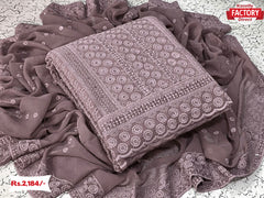 Grey Soft Georgette Chikankari Kurtha Suruwal Piece