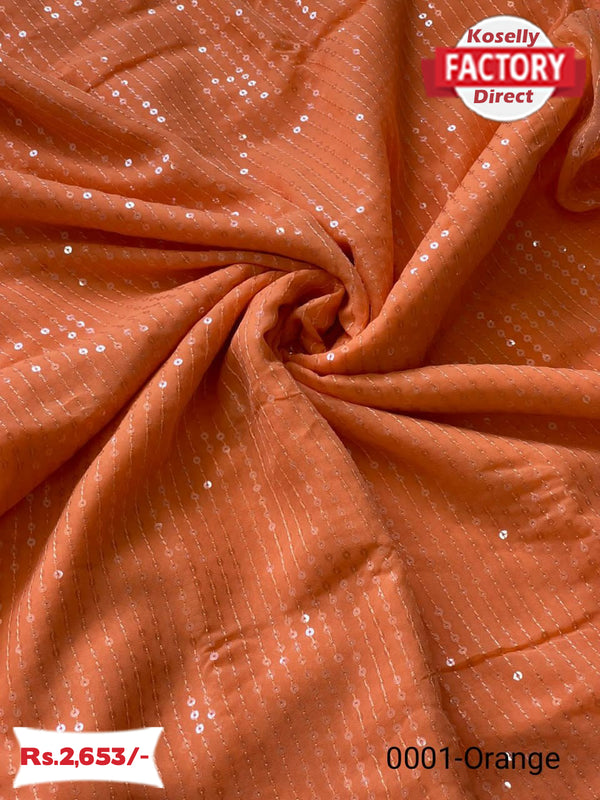 Orange Sequins Partywear Saree