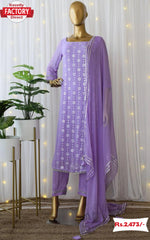 Lavender Kurtha Palazzo Dupatta Set