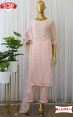 Peach Kurtha Palazzo Dupatta Set