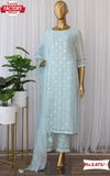 Sky Blue Kurtha Palazzo Dupatta Set