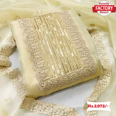 Faint Yellow Organza Designer Kurtha Suruwal Piece