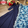 Navy Blue Rayon Gown With Organza Dupatta