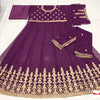 Wine Semi-Stitched Georgette Embroidered Gown with Dupatta