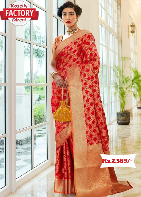 Red Soft Banarasi Silk Saree