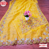 Yellow Organza Silk Saree with Multi-embroidery