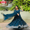 Teal Blue Embroidered Gown with Dupatta