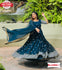 Teal Blue Embroidered Gown with Dupatta