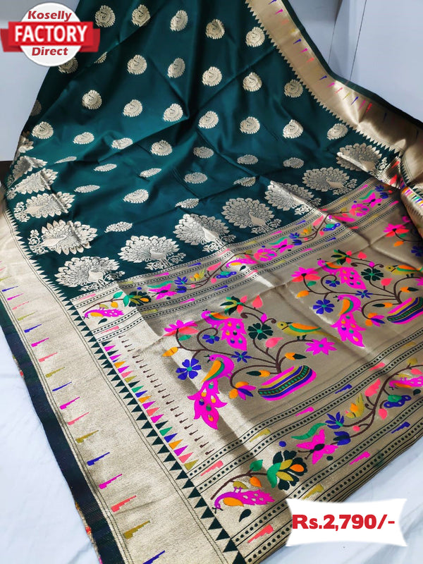 Teal Paithani Banarasi Silk Saree