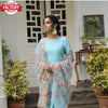 Sky Blue Designer Long Kurtha Pant Dupatta Set