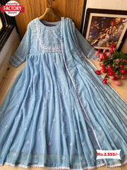 Light Blue Gown Dupatta Set