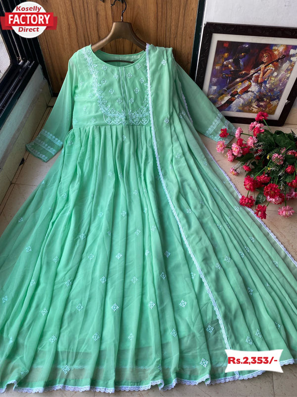 Light Sea Green Gown Dupatta Set