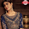 Navy Blue Semi-stitched Embroidered Gown with Dupatta