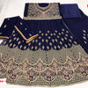 Navy Blue Semi-stitched Embroidered Gown with Dupatta