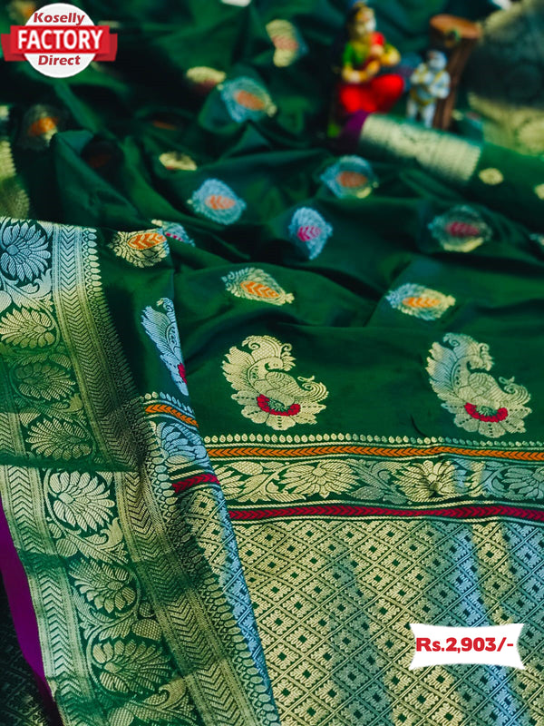 Green Soft Banarasi Silk Saree
