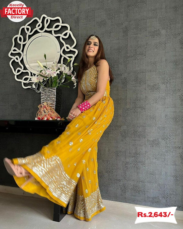 Mustard Yellow Embroidered Ethnic Jumpsuit