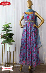 Blue Gown with Dupatta