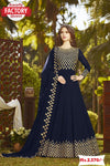 Navy Blue Semi-stitched Georgette Embroidered Gown