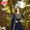 Navy Blue Semi-stitched Georgette Embroidered Gown