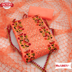 Orange Embroidered Kurtha Suruwal Piece