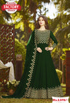 Green Semi-stitched Georgette Embroidered Gown