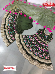 Mehendi Green Embroidered Kurtha Sharara Set
