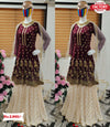 Wine Embroidered Kurtha Sharara Dress