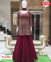 Red Peplum Lehenga Set