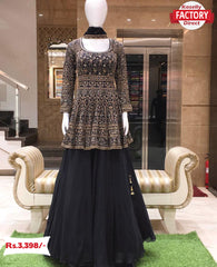 Black Peplum Lehenga Set