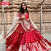 Red Bandhani And Sequins Kurtha Sharara Dress