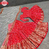 Red Bandhani And Sequins Kurtha Sharara Dress