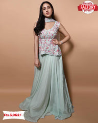 Sea Green Peplum Sharara Set