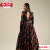 Black Floral Printed Embroidered Gown with Dupatta