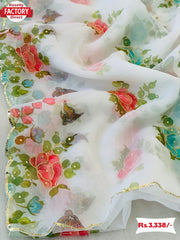 White Designer Floral Organza Saree