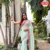 Sea Green Pure Georgette Embroidered Partywear Saree