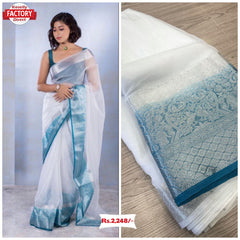 Teal Soft Nylon Organza Saree