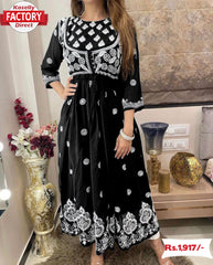 Black Rayon One Piece Dress