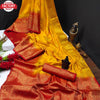 Yellow And Red Pure Dola Silk Saree