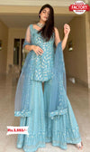 Sky Blue Designer Kurtha Sharara Dupatta Set