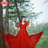 Red Georgette Gown with Dupatta
