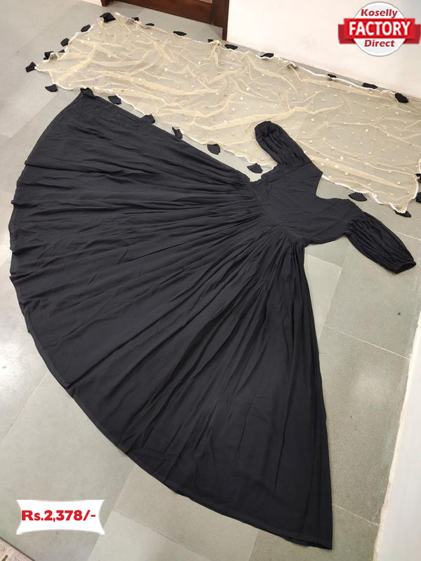 Black Georgette Gown with Dupatta