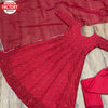 Dark Red Embroidered Gown With Dupatta And Pant