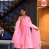 Baby Pink Embroidered Gown With Dupatta And Pant