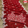 Red Georgette Embroidered Partywear Saree