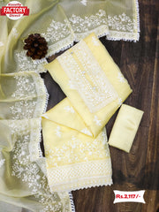 Organza Silk Embroidered Kurtha Suruwal Piece