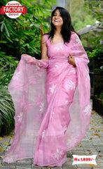 Digital Printed Organza Floral Saree